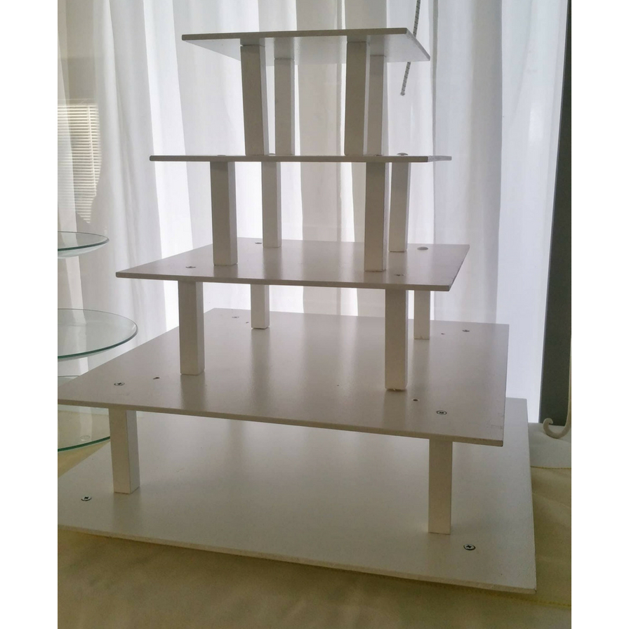 Five Tier White Square Cake Stand